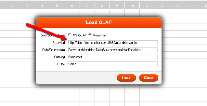 Enter XMLA server connect configuration fields